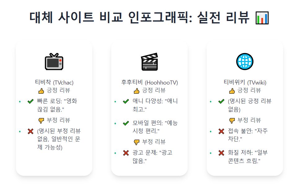 대체 사이트 비교 인포그래픽