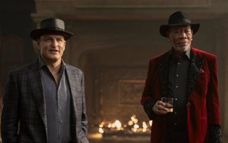 영화 **'나우 유 씨 미 3(Now You See Me 3)'**의 핵심 인물들이 다시 한자리에 모인 장면입니다.